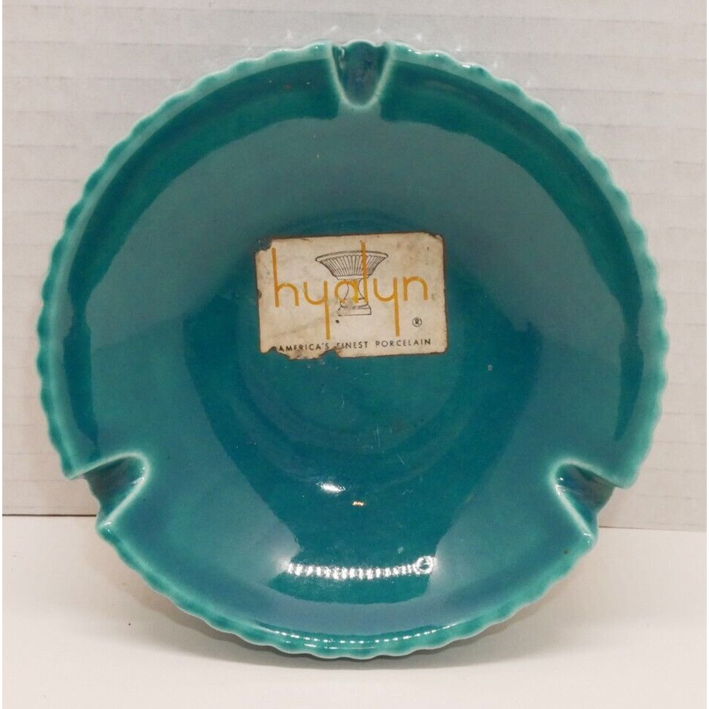 VTG MCM Hyalyn Pottery Ashtray Blue Porcelain Decor Western North Carolina 4"